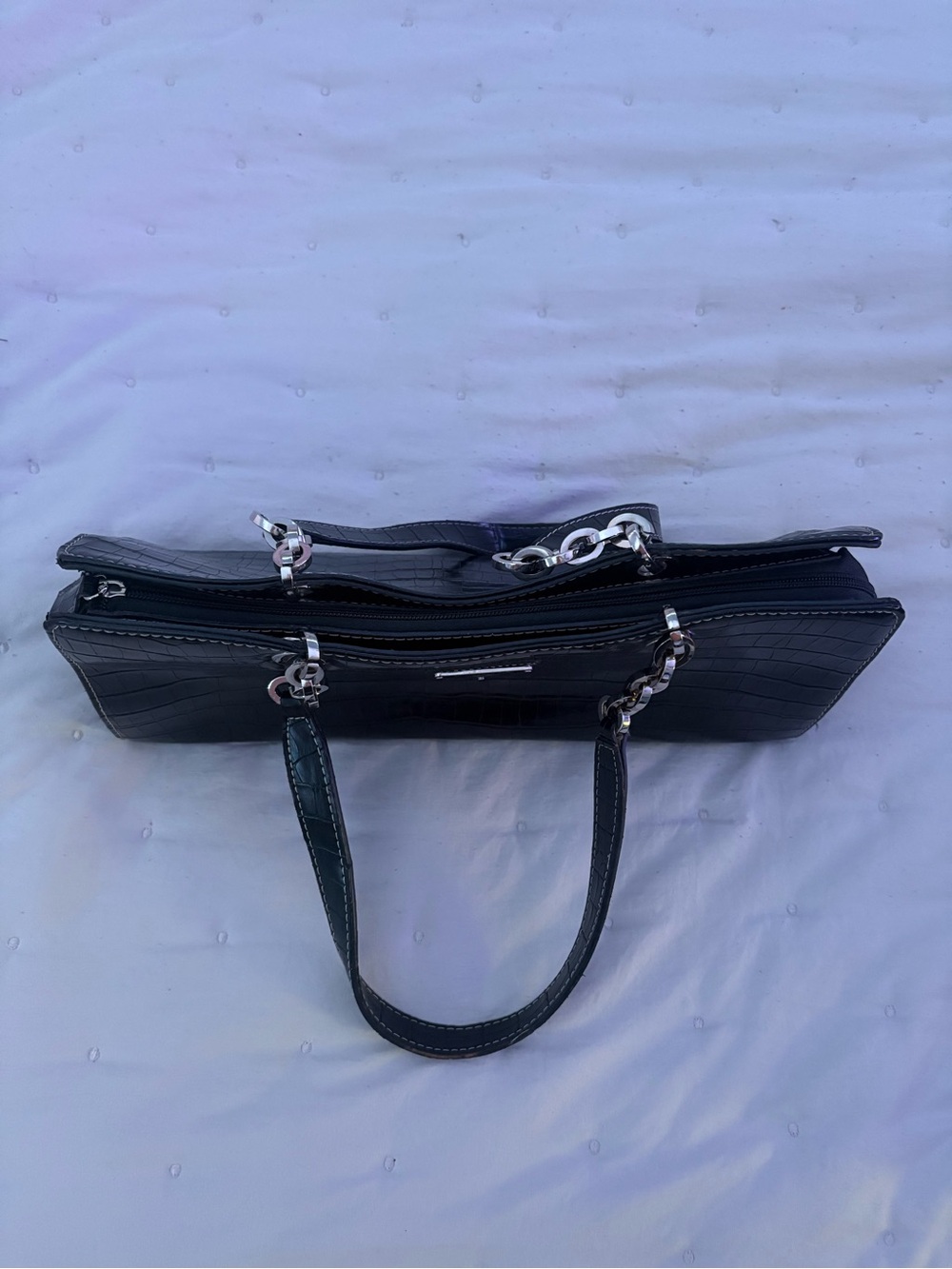 Prada Black Croc-Embossed Leather Shoulder Bag - Picture 4 of 8